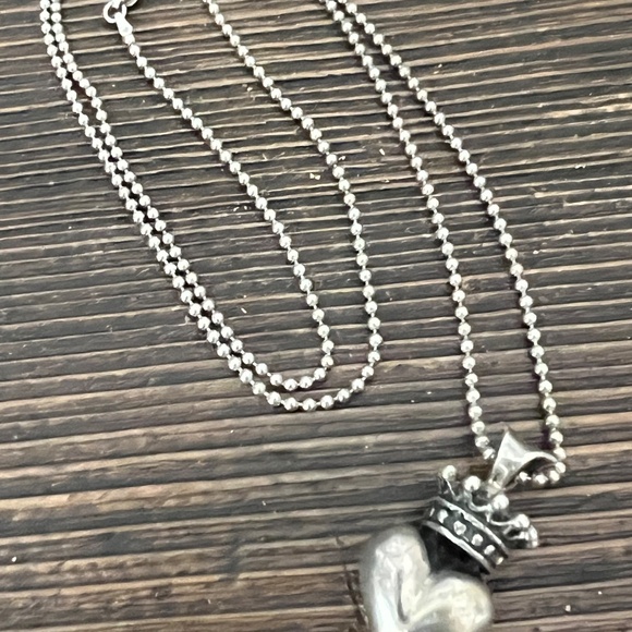 Vintage- King Baby Studio- .925 Silver (Italy) Crown Heart Pendant Necklace - Picture 2 of 7